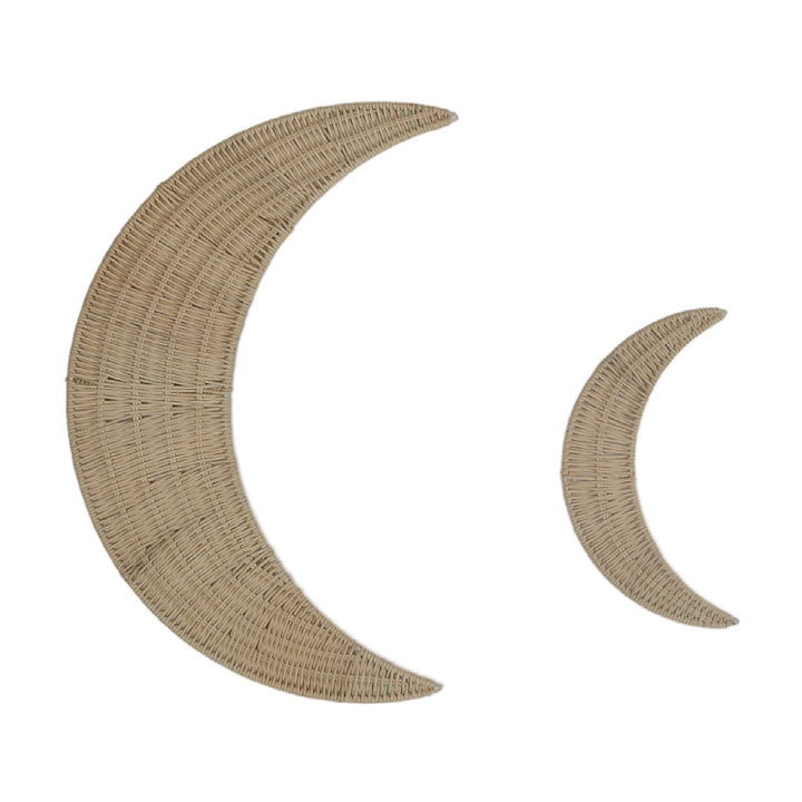 Wall decoration made of handwoven rattan in moon design Stornfield