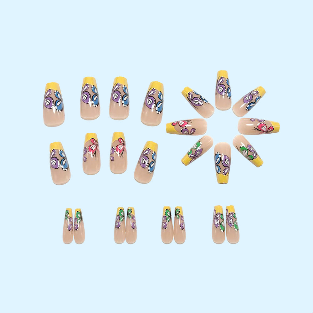 Colorful artificial nails with butterfly design Stornfield