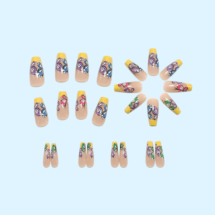 Colorful artificial nails with butterfly design Stornfield