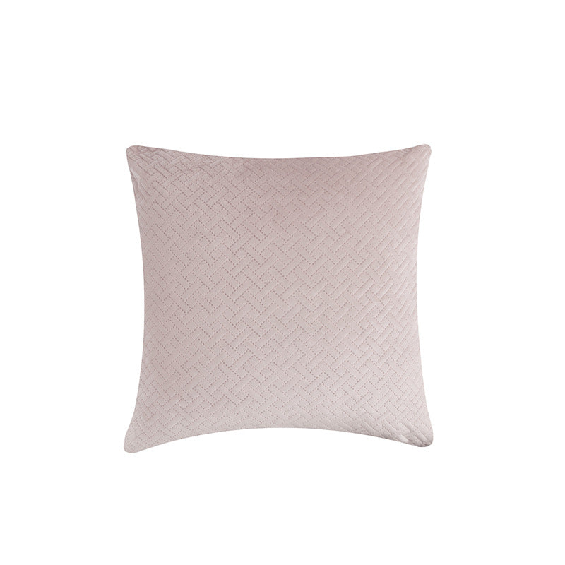 Quilted Herringbone-Texture Square Throw Pillow Cover with Hidden Zipper