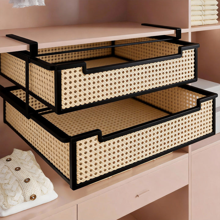 Under-Shelf Pull-Out Mesh Drawer Organizer with Slide Rail Clamp Mount