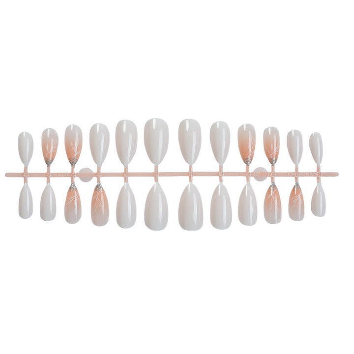 Luxurious Faux Finish Press-On Nail Set with Elegant Floral Design Stornfield
