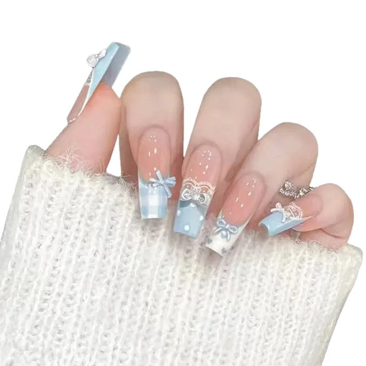 Decorative Press-On Nail Set with Bow and Butterfly Designs Stornfield