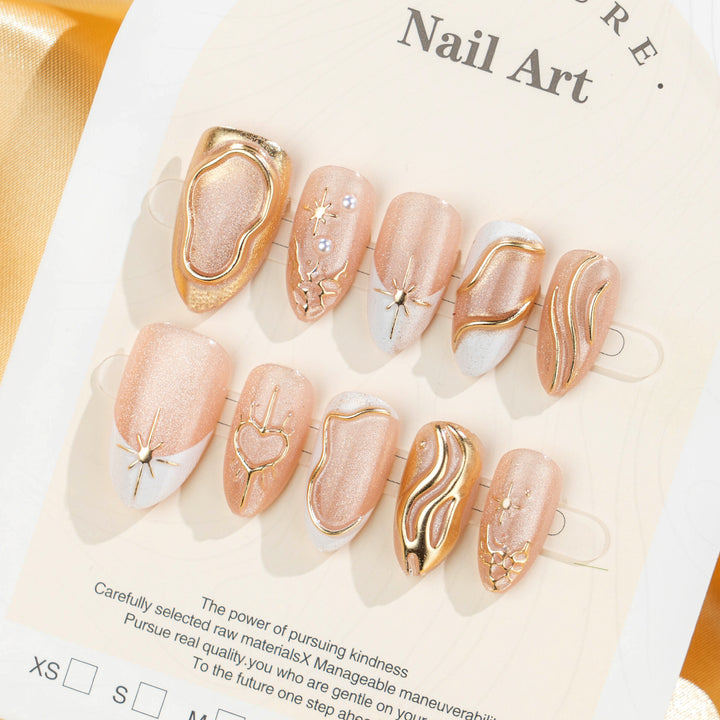 Artistic 3D Nail Tips with Glitter and Bead Decoration Stornfield