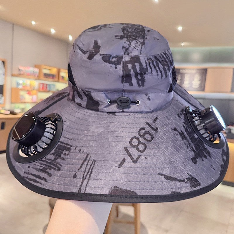 Sunscreen hat with dual USB fans, breathable mesh and adjustable chin strap Stornfield