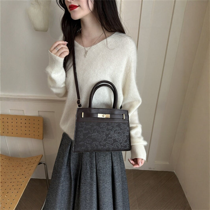 Elegant Embossed Handheld Satchel