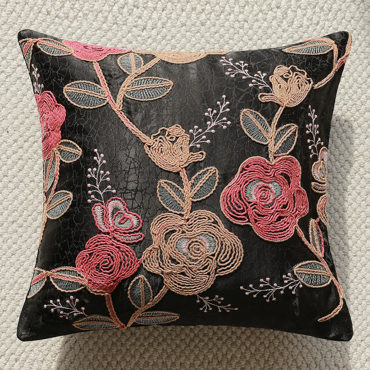 Exquisite decorative pillow with floral embroidery design
