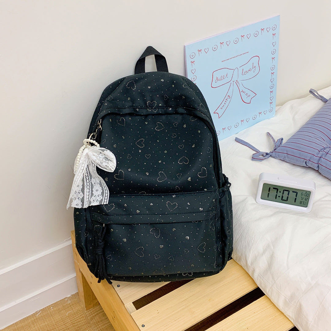 Heart-Patterned School Backpack Stornfield