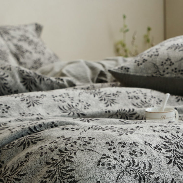 Bedding set made of cotton-linen with floral vintage print