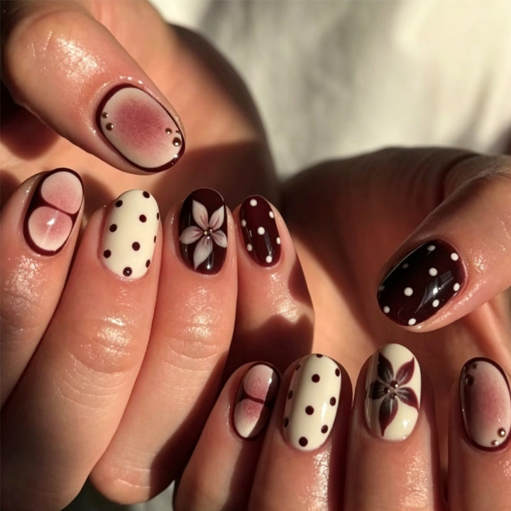 Acrylic nail set with floral accents and elegant design Stornfield