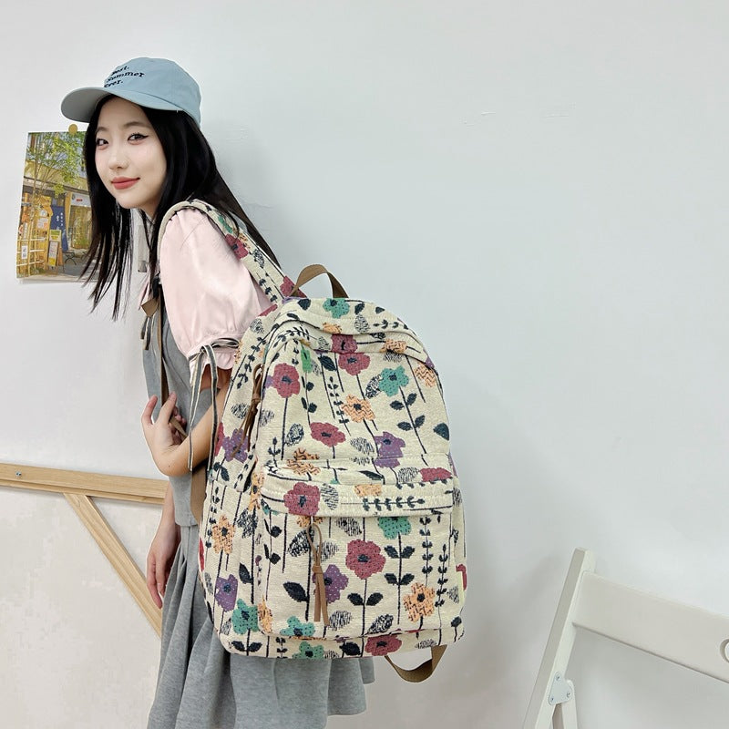 Floral Patterned Canvas Backpack Stornfield