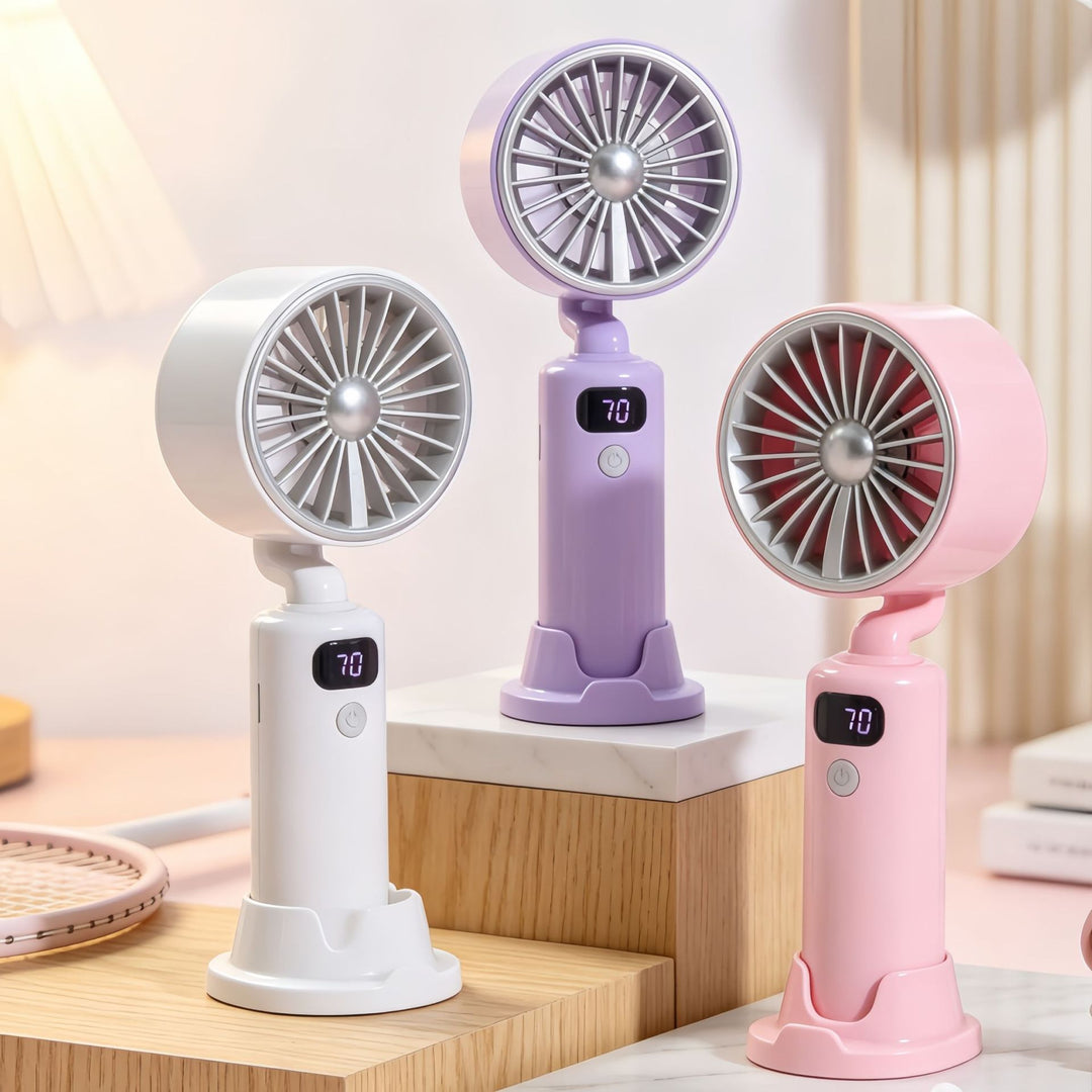 Women's Portable Table Fan with Digital Speed Display Stornfield