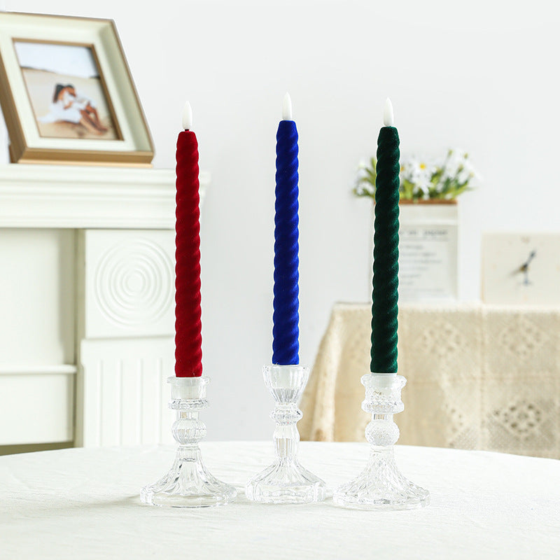 Hand-Poured Ribbed Slow-Burn Dinner Taper Candle Set for Centerpiece Decor