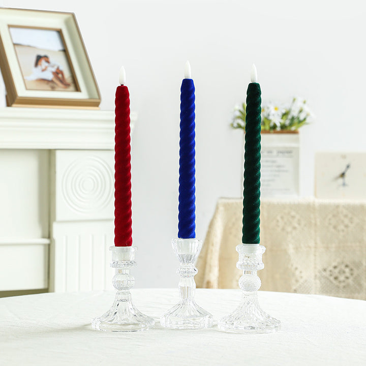 Hand-Poured Ribbed Slow-Burn Dinner Taper Candle Set for Centerpiece Decor