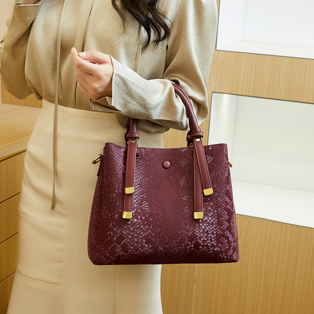 Textured Faux Leather Handbag