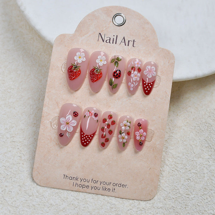 Whimsical Strawberry-Themed Press-On Nails Stornfield