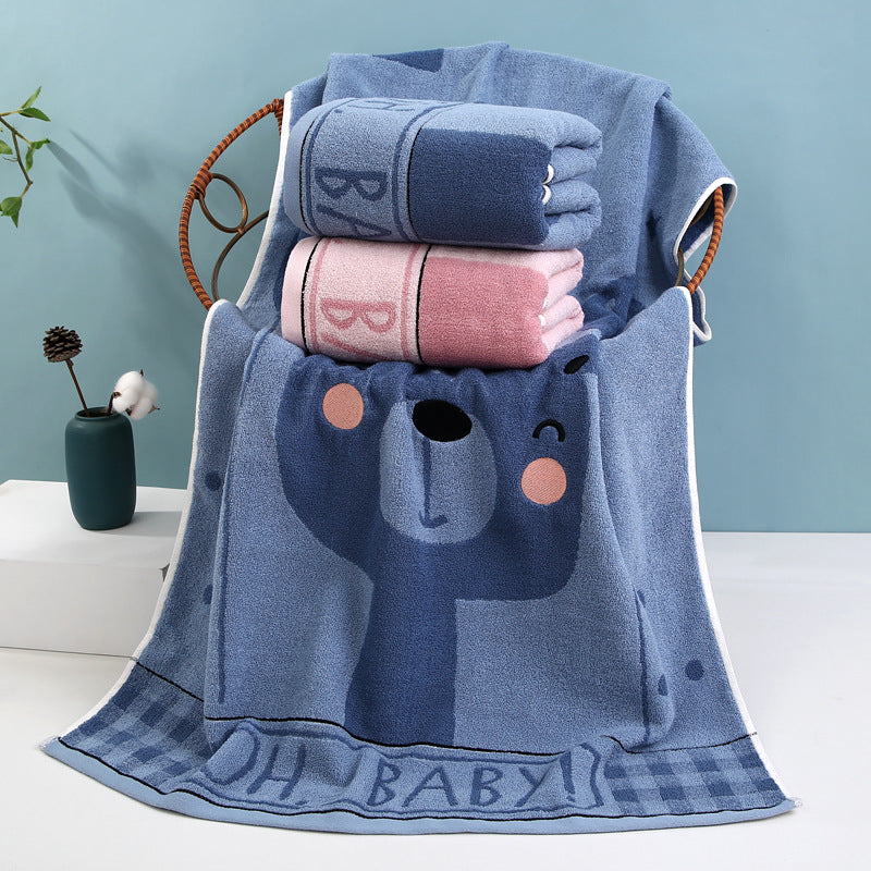 Cozy Terry Bath Towel With Cute Bear Motif Stornfield