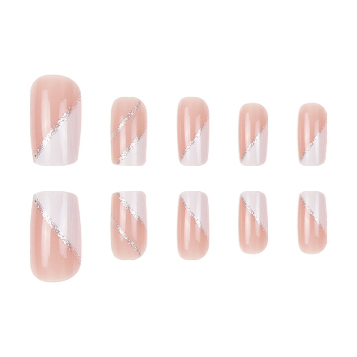 Elegant French Tip Stiletto Press-On Nails with Glitter Accents Stornfield