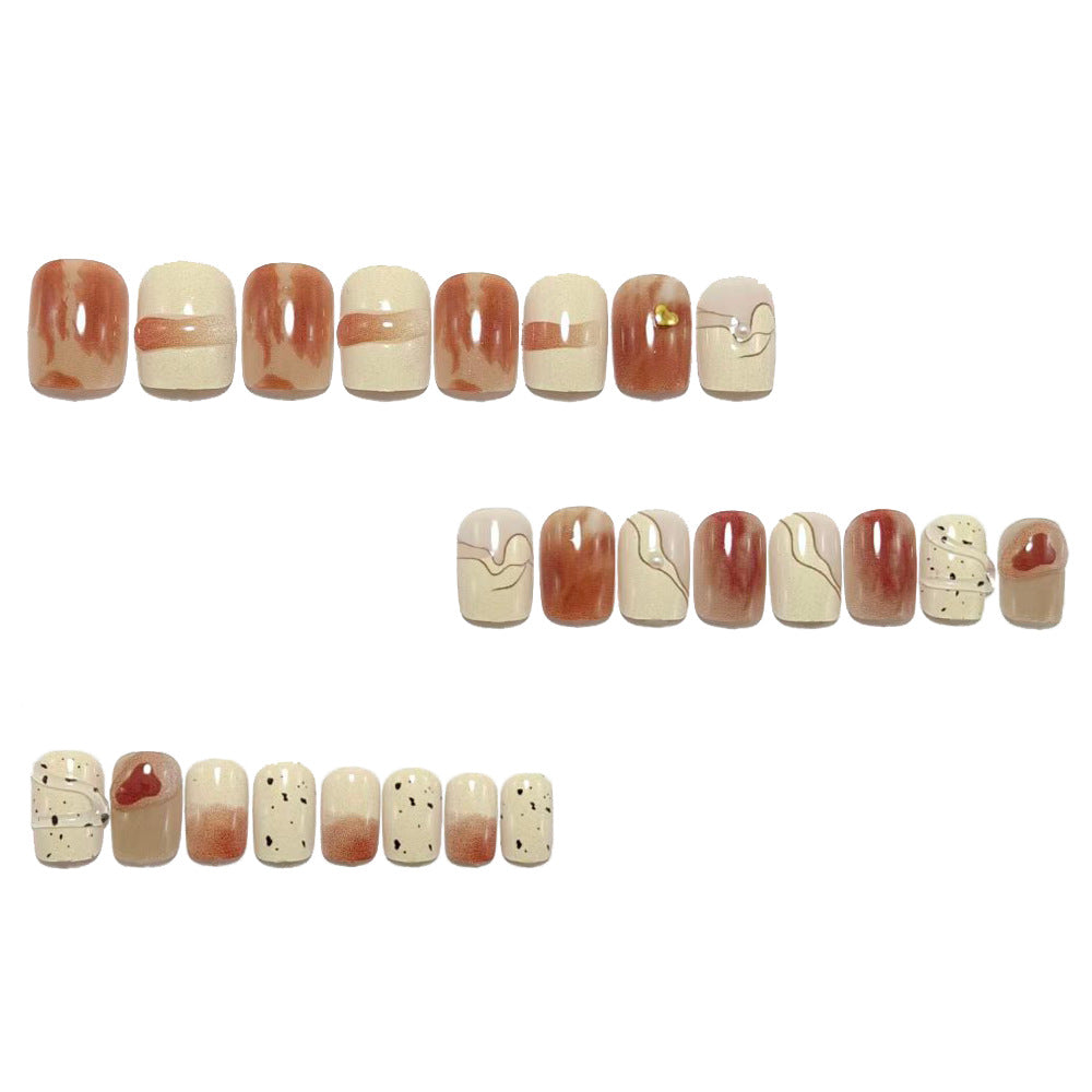 Artificial Nail Set with Marbled Design and Glitter Effects Stornfield