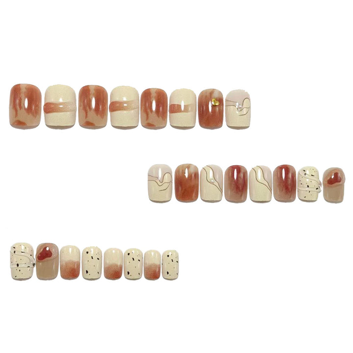 Artificial Nail Set with Marbled Design and Glitter Effects Stornfield