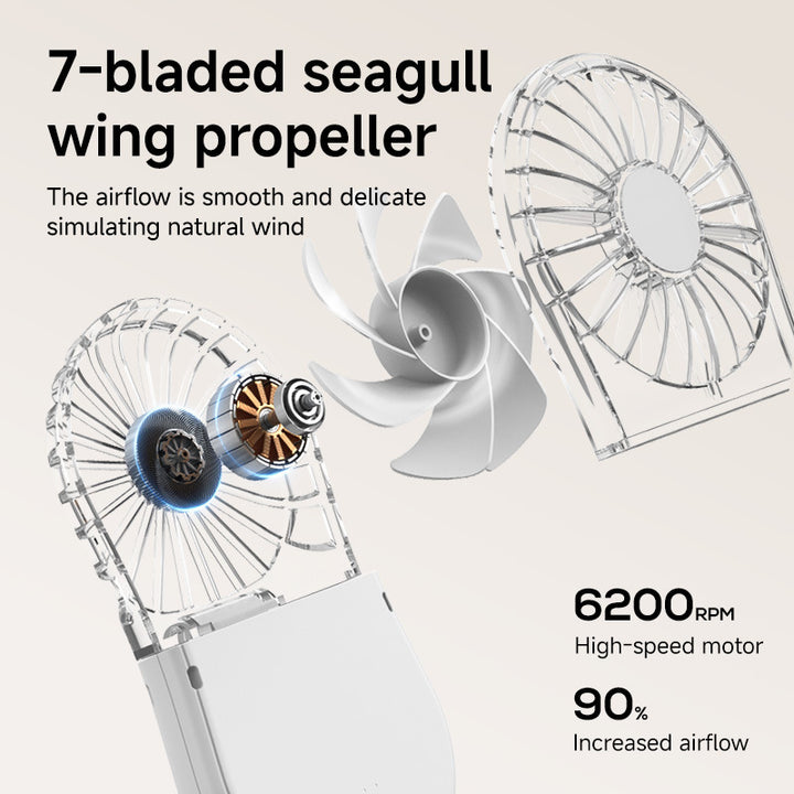 Unisex Portable Rechargeable Handheld Fan with LED Mirror Stornfield