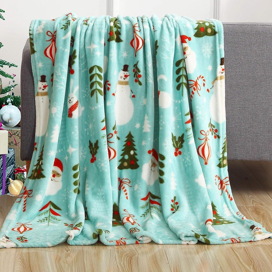 Festive Santa-Themed Plush Fleece Blanket