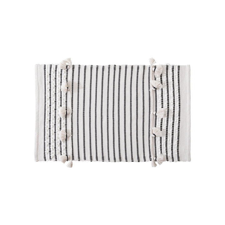 Woven runner with striped pattern, tassels and flat cotton structure Stornfield