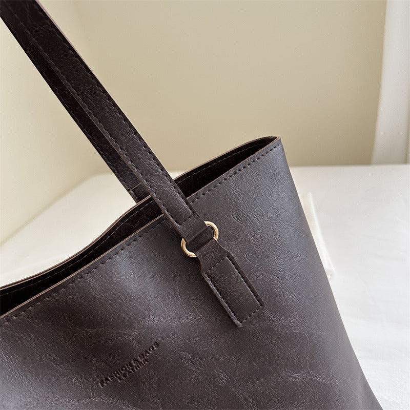 Classic Vegan Leather Shoulder Tote Bag