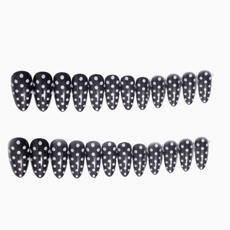 Artistic Almond-Shaped Press-On Nail Set with Polka Dot Design Stornfield