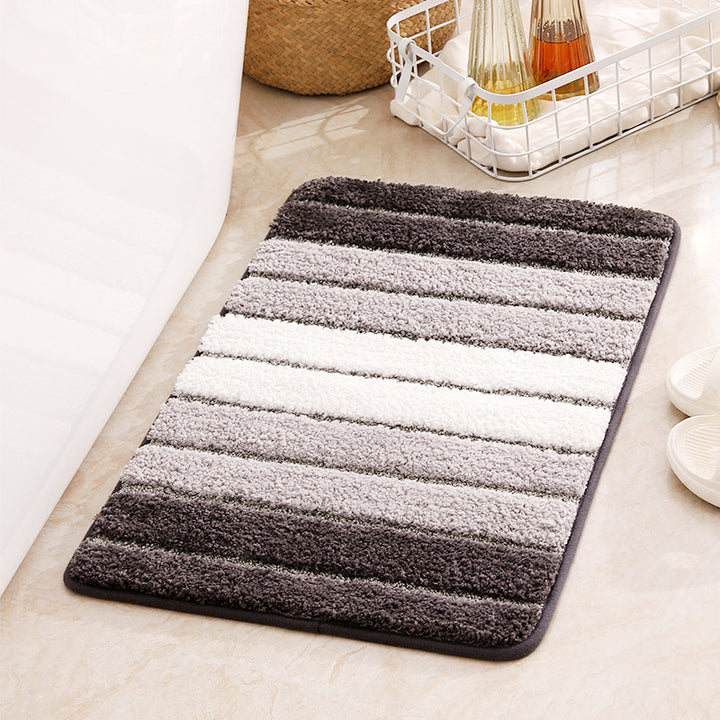 Plush Striped Bath Mat
