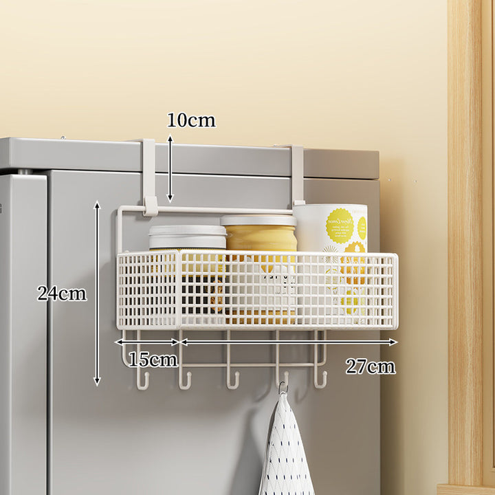 Over-the-Fridge Stacked Metal Mesh Hanging Storage Basket