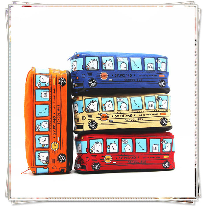 Fun Cartoon School Bus Zippered Pencil Case Stornfield