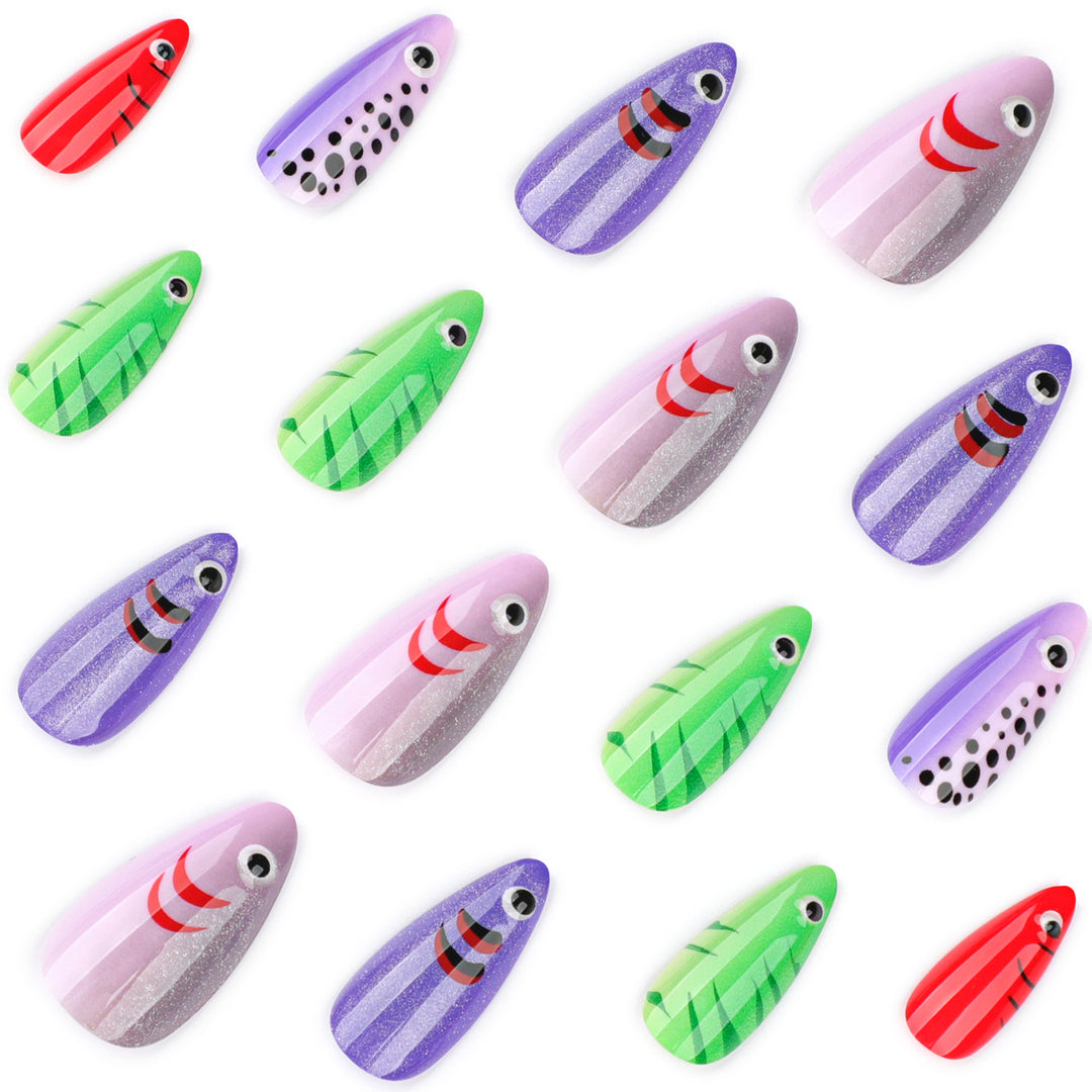 Artful Nail Extensions with Playful Fish Design Stornfield
