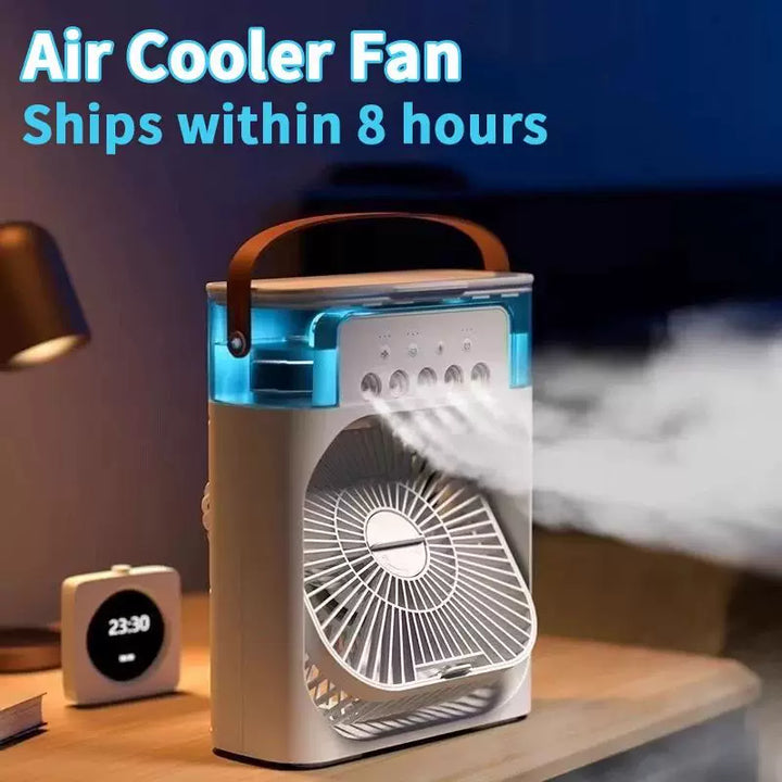 Unisex One Size USB humidifying portable fan with three speed settings, seven-color mood light, removable water tank and sturdy carrying handle Stornfield