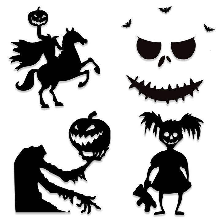 Large-format self-adhesive wall sticker spooky zombie with pumpkin silhouette