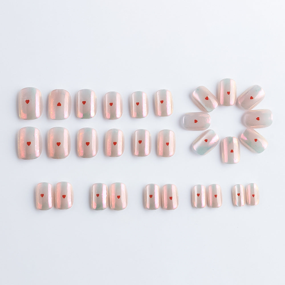 Heart-Embellished Gel Nail Art Stornfield