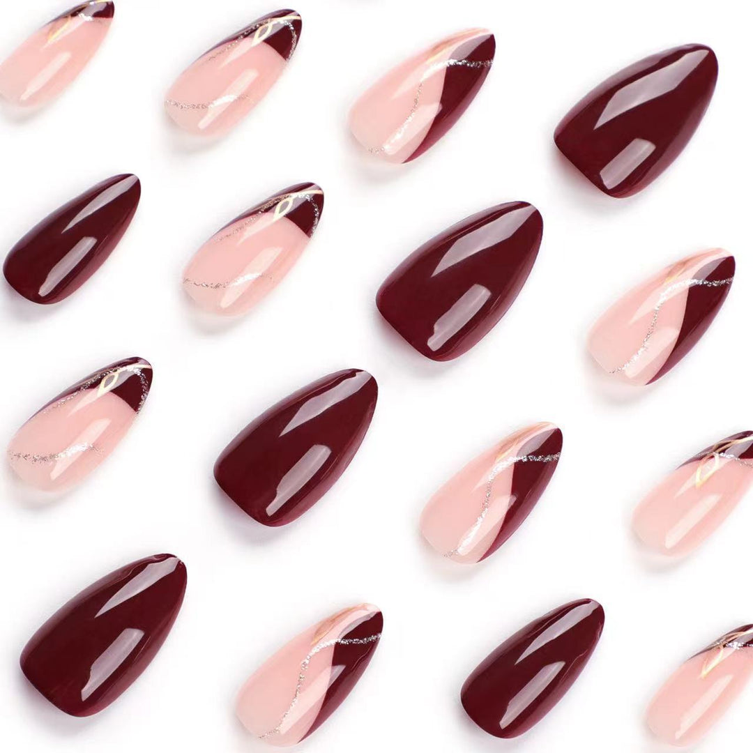 Elegant Matte and Glossy Almond-Shaped Press-On Nail Extensions Stornfield