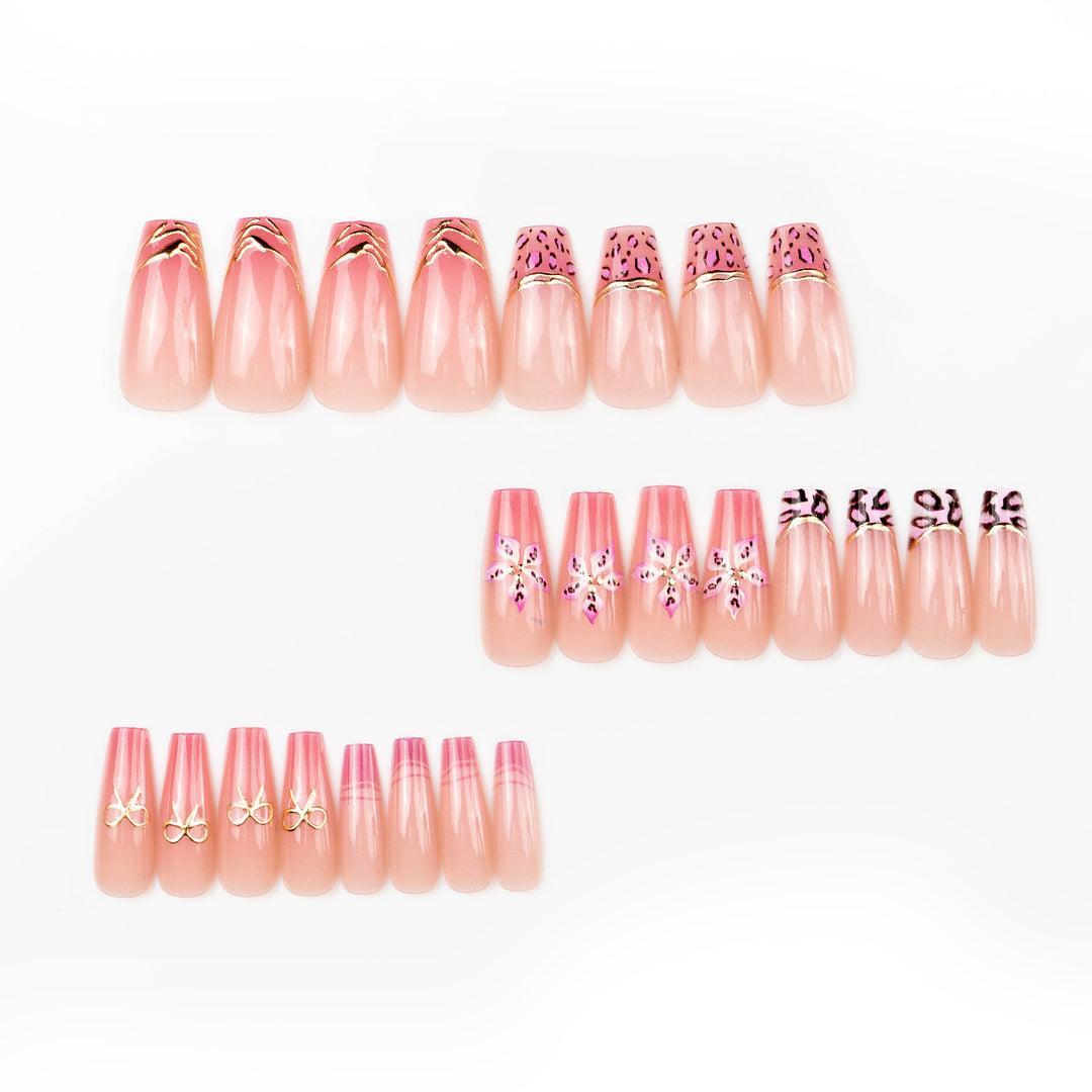 Decorative Floral Press-On Nails Set