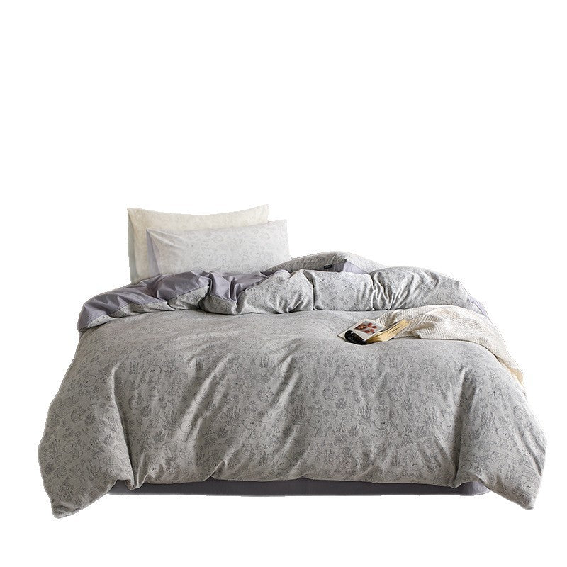 Reversible cotton percale bedding set with fine floral pattern and soft touch