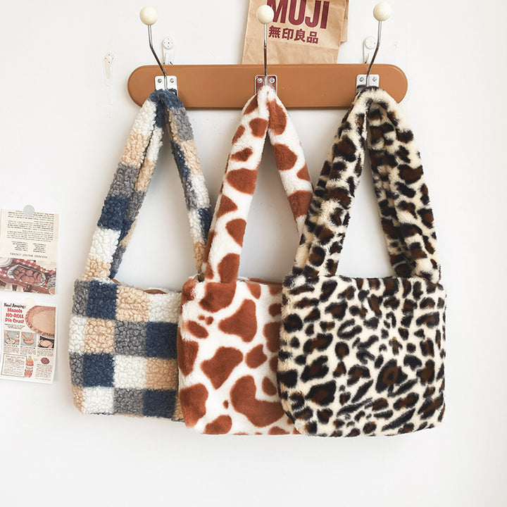 Luxurious Faux Fur Leopard Print Handbag