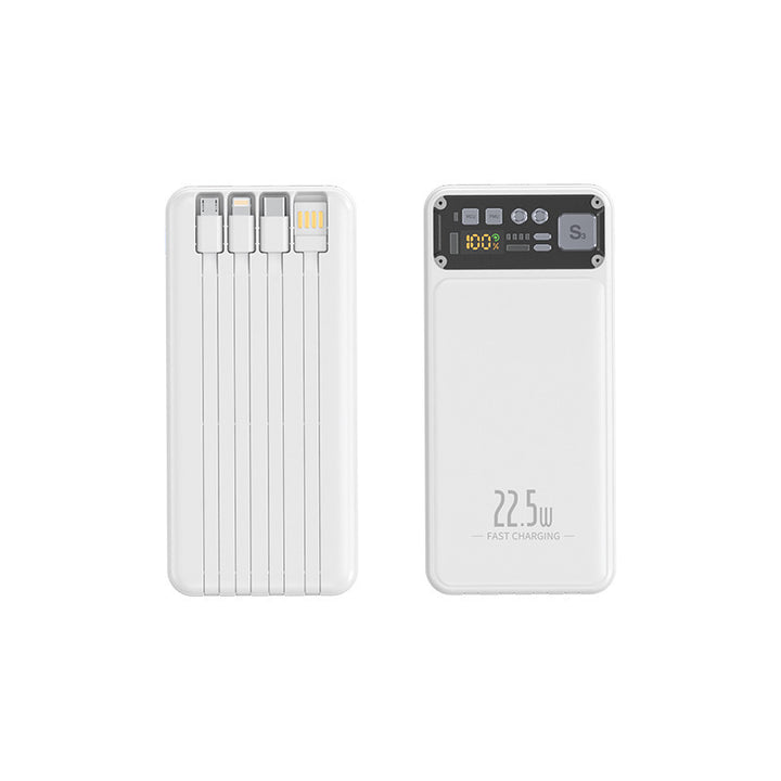 Power bank with integrated cable system and digital charging display Stornfield