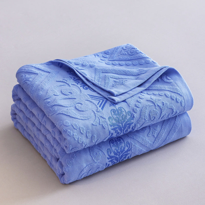 Textured Jacquard Cotton Bath Towel Set with Floral Relief Pattern
