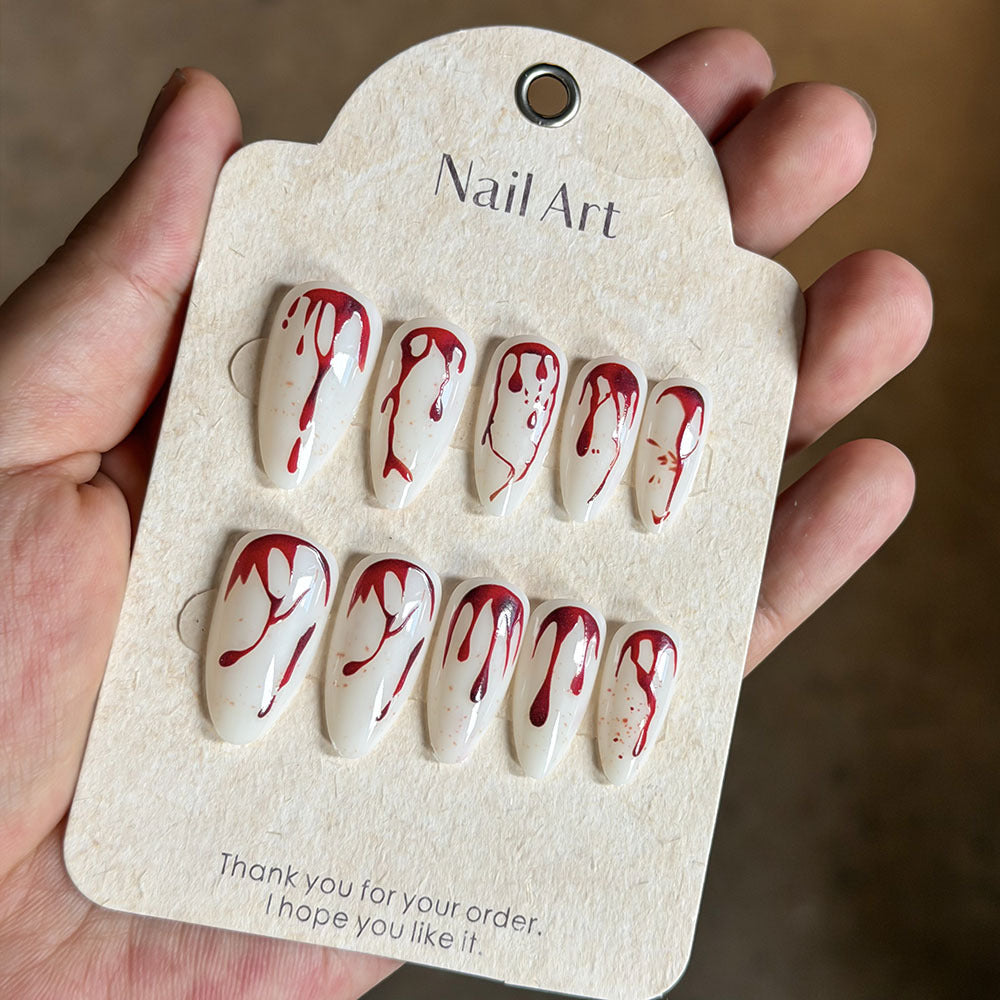 Artistic Abstract Blood-Splattered Press-On Nails Stornfield