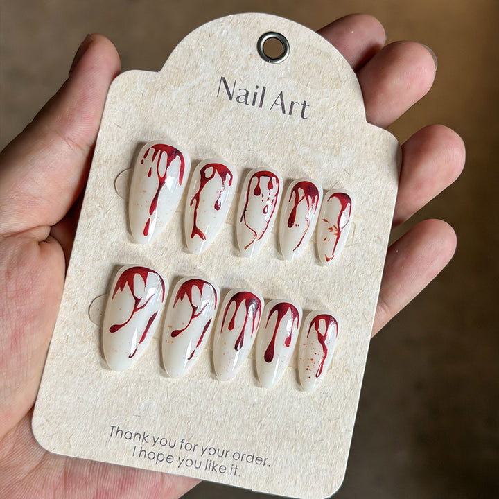 Artistic Abstract Blood-Splattered Press-On Nails Stornfield