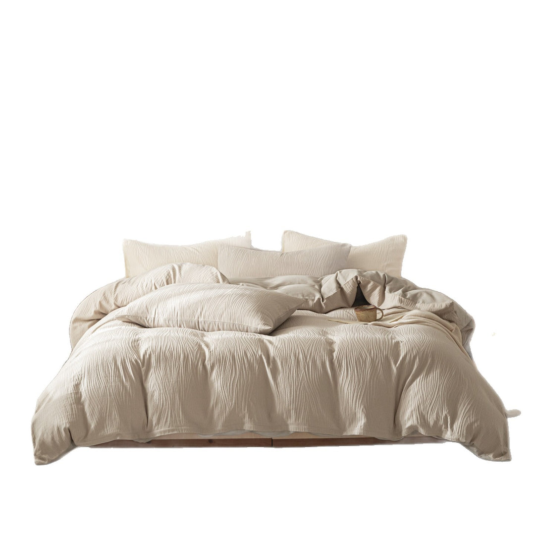 Textured Woodgrain Microfiber Duvet Cover Set