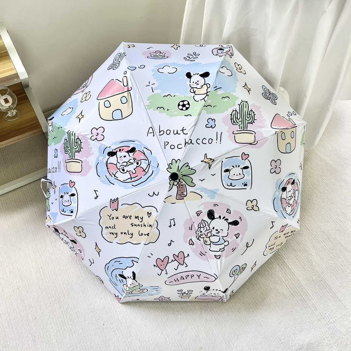 Ladies folding umbrella with playful Pochacco design Stornfield