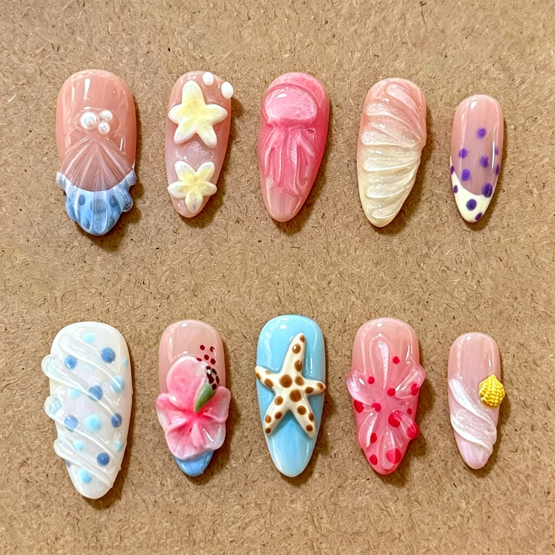 Beach-Inspired Press-On Nail Set Stornfield