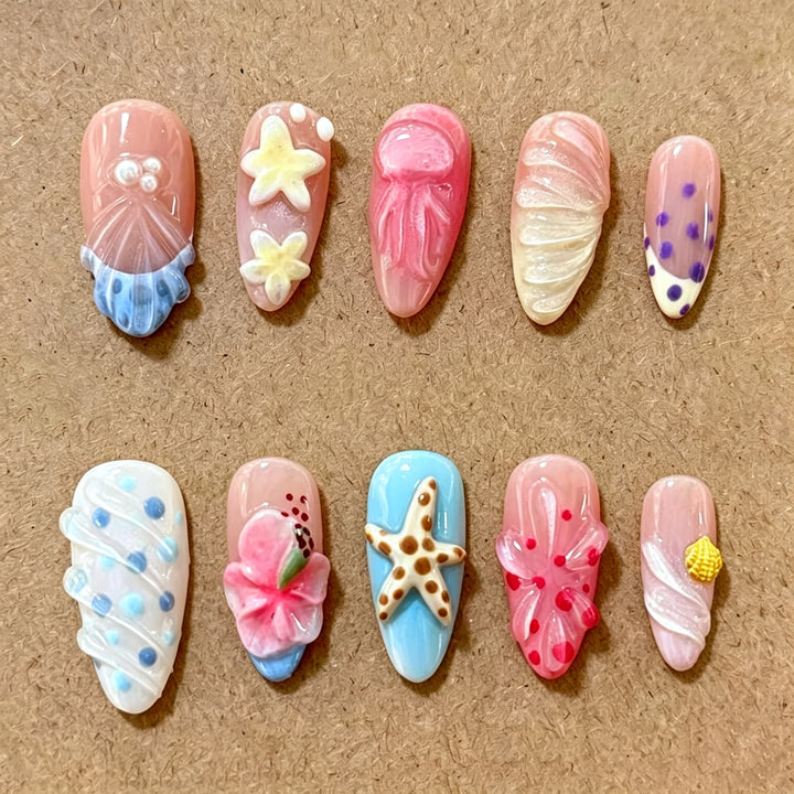 Beach-Inspired Press-On Nail Set Stornfield