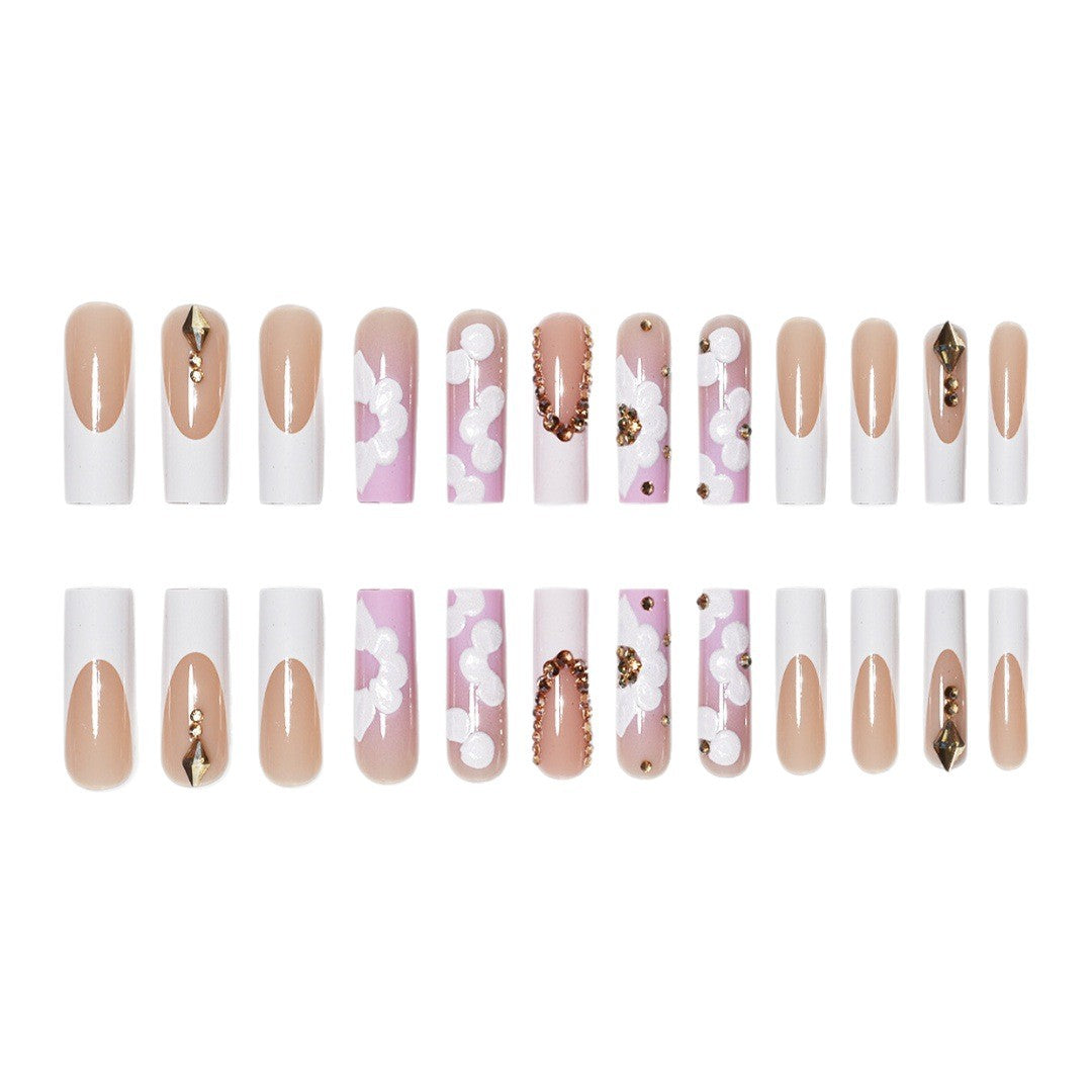Elegant 3D Floral Press-On Nail Art Stornfield