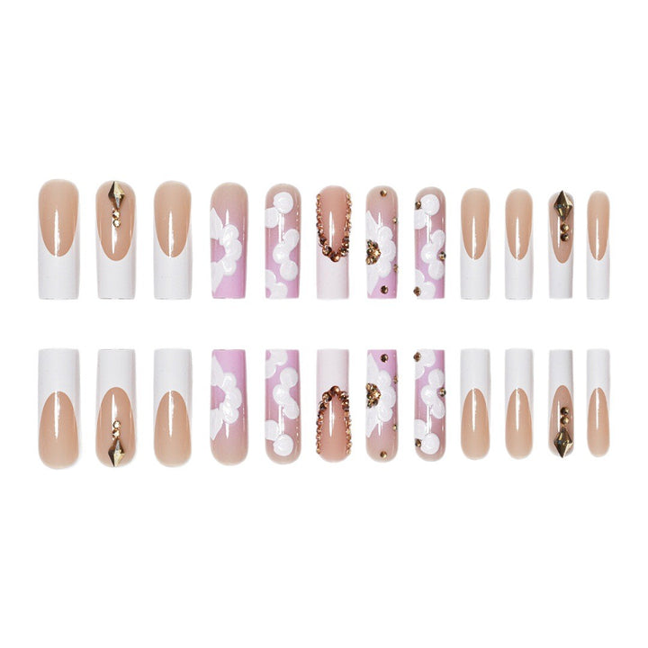 Elegant 3D Floral Press-On Nail Art Stornfield